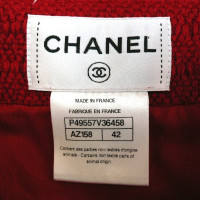 Chanel Robe en laine rouge avec cuir 