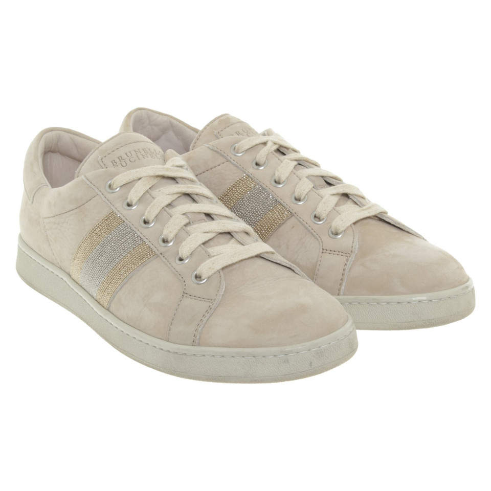 Brunello Cucinelli Sneakers aus Leder in Beige