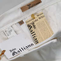 John Galliano Paire de Pantalon en Coton en Blanc