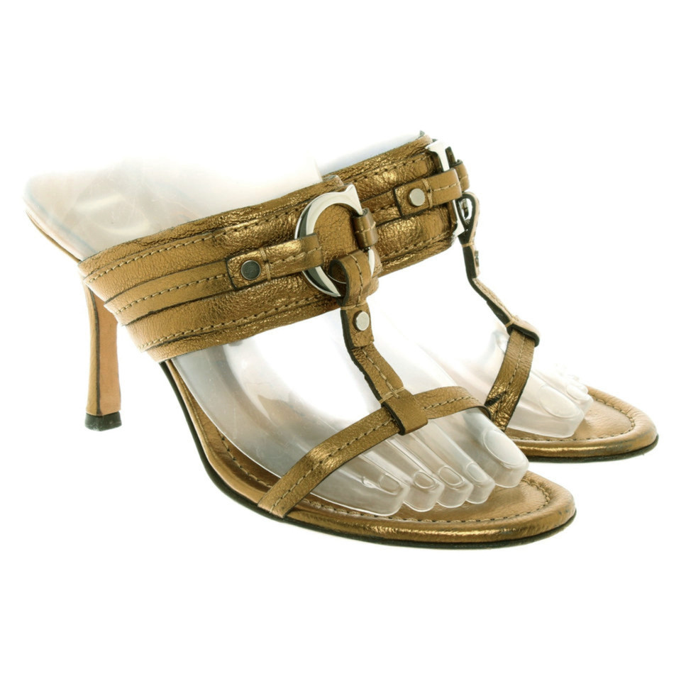 Christian Dior Sandals Leather in Gold