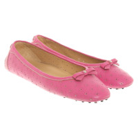 Car Shoe Slippers/Ballerina's Leer in Roze