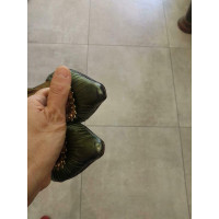 René Caovilla Pumps/Peeptoes aus Leder in Grün
