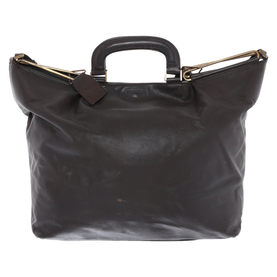 Jil Sander Shopper in Pelle in Marrone