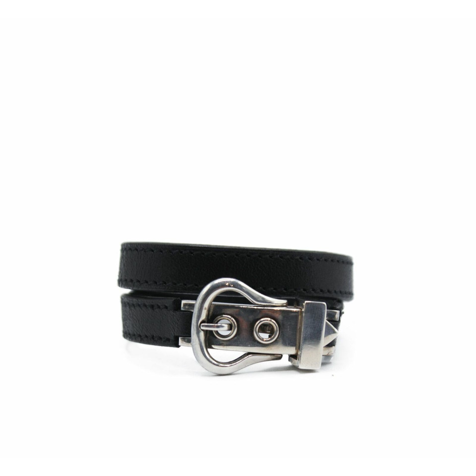 Hermès Armreif/Armband aus Leder in Schwarz