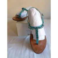 Max Mara Sandals Leather in Turquoise