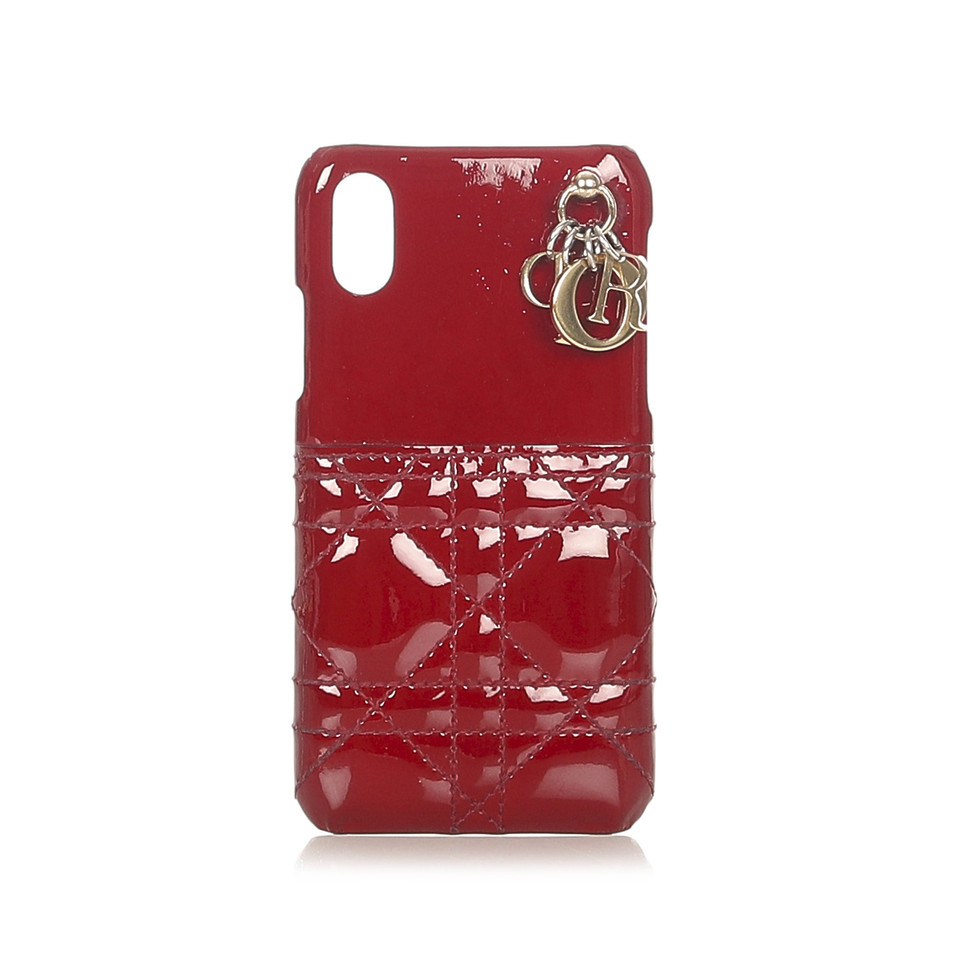 Christian Dior Täschchen/Portemonnaie aus Lackleder in Rot