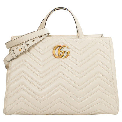 Gucci Marmont Shopping Bag aus Leder in Weiß