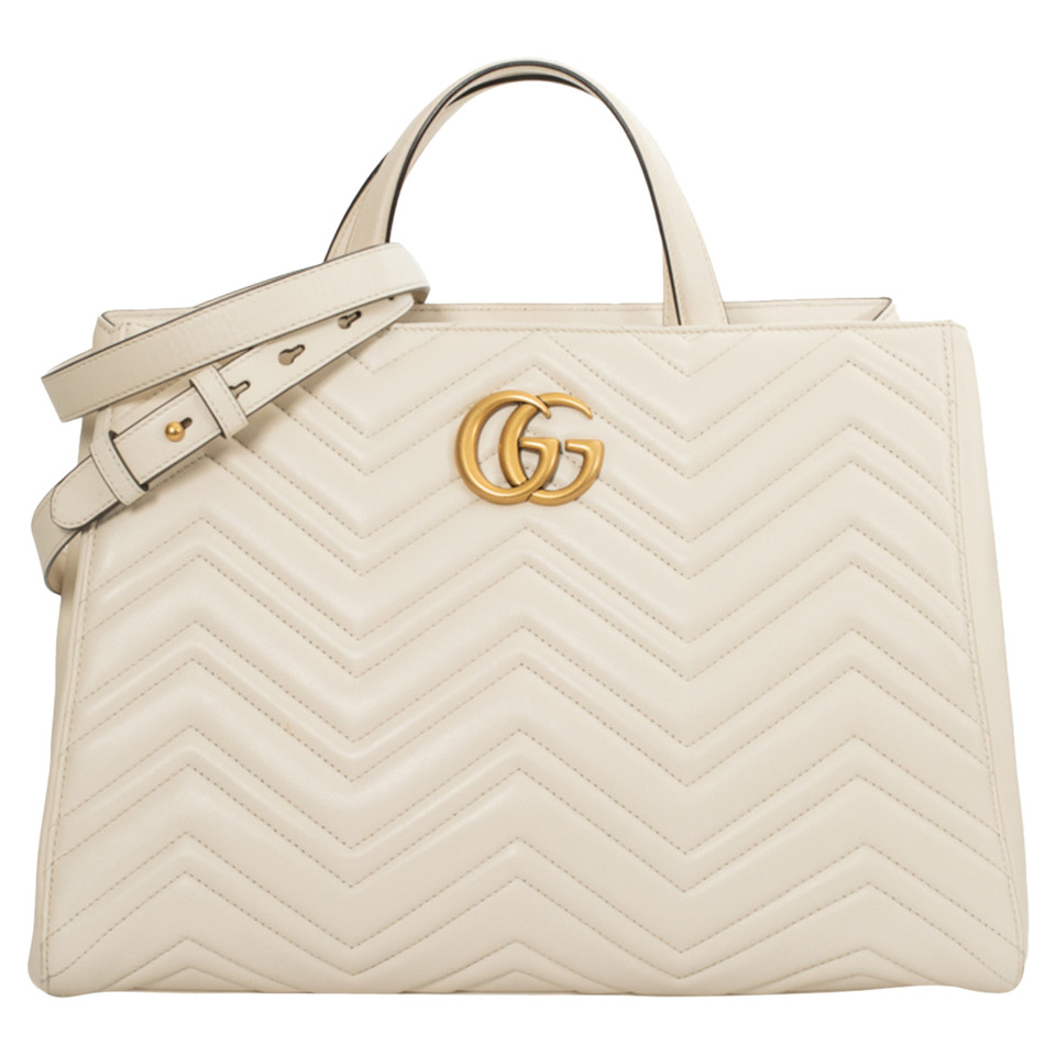 Gucci Marmont Shopping Bag in Pelle in Bianco