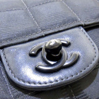 Chanel Accordion East West Flap Bag aus Baumwolle in Schwarz