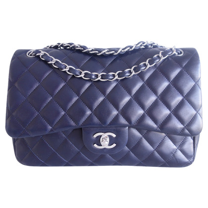 Chanel Classic Flap Bag Leer in Blauw