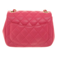 Chanel Classic Flap Bag Mini Square Leer in Roze