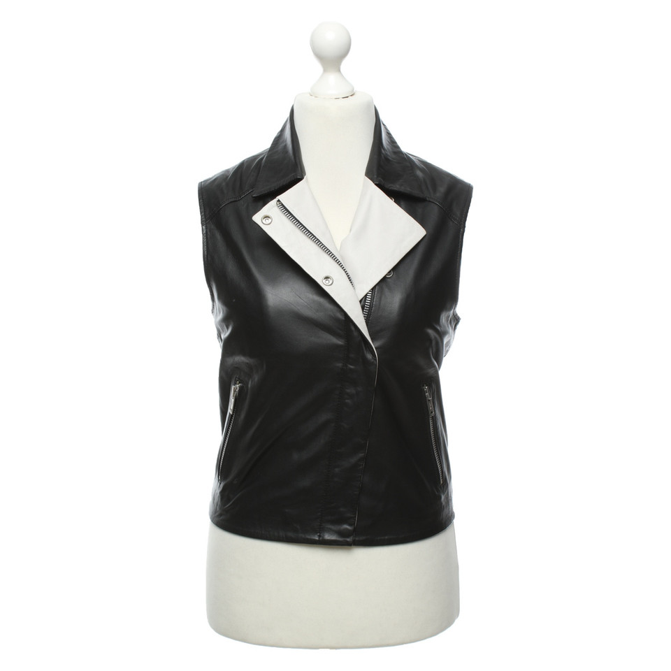 Topshop Vest Leather in Black