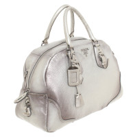 Prada Handbag Leather in Silvery