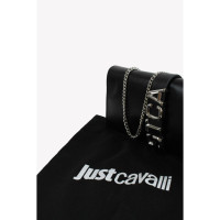 Just Cavalli Clutch aus Leder in Schwarz