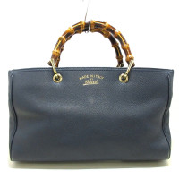 Gucci Bamboo Shopper aus Leder in Blau