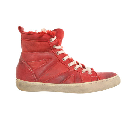 Leather Crown Sneaker in Pelle scamosciata in Rosso
