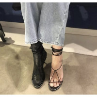 Céline Bottes en Cuir en Noir