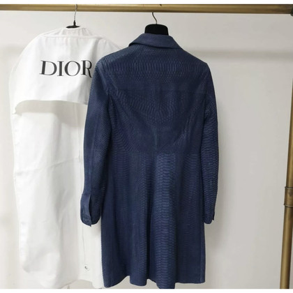 Christian Dior Jas/Mantel Leer in Blauw
