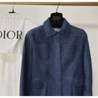 Christian Dior Veste/Manteau en Cuir en Bleu