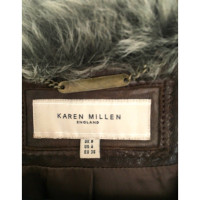 Karen Millen Jacke/Mantel aus Leder in Braun