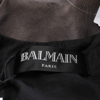 Balmain Jacket/Coat Leather in Grey