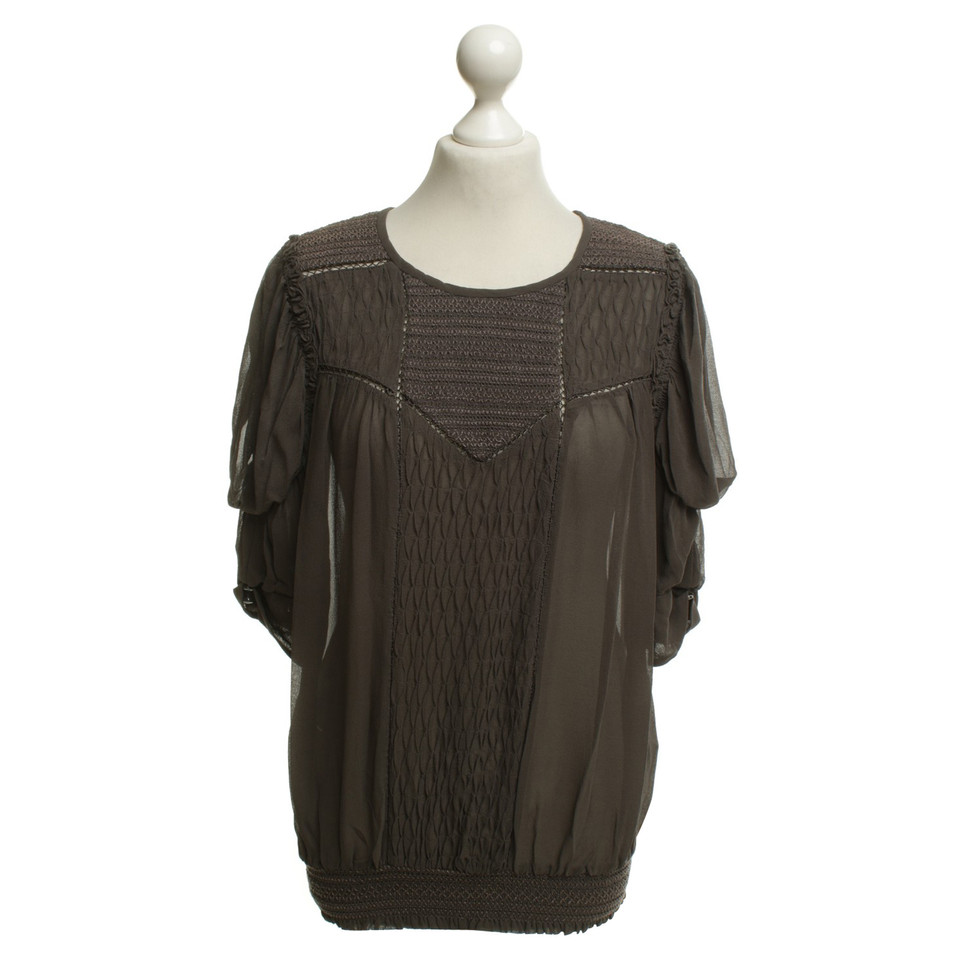 Isabel Marant Giocoso Top in seta in Taupe