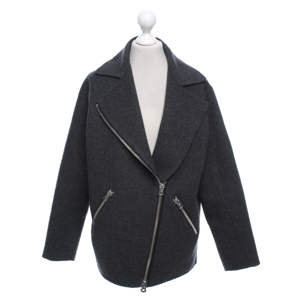 Acne Jacke/Mantel aus Wolle in Grau