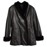 Joop! Leather jacket with mink fur trim