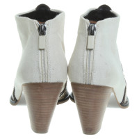 Walter Steiger Ankle boots made of linen and reptile leather