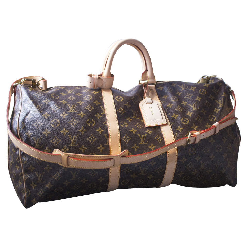 Louis Vuitton Keepall 55 in Tela in Marrone