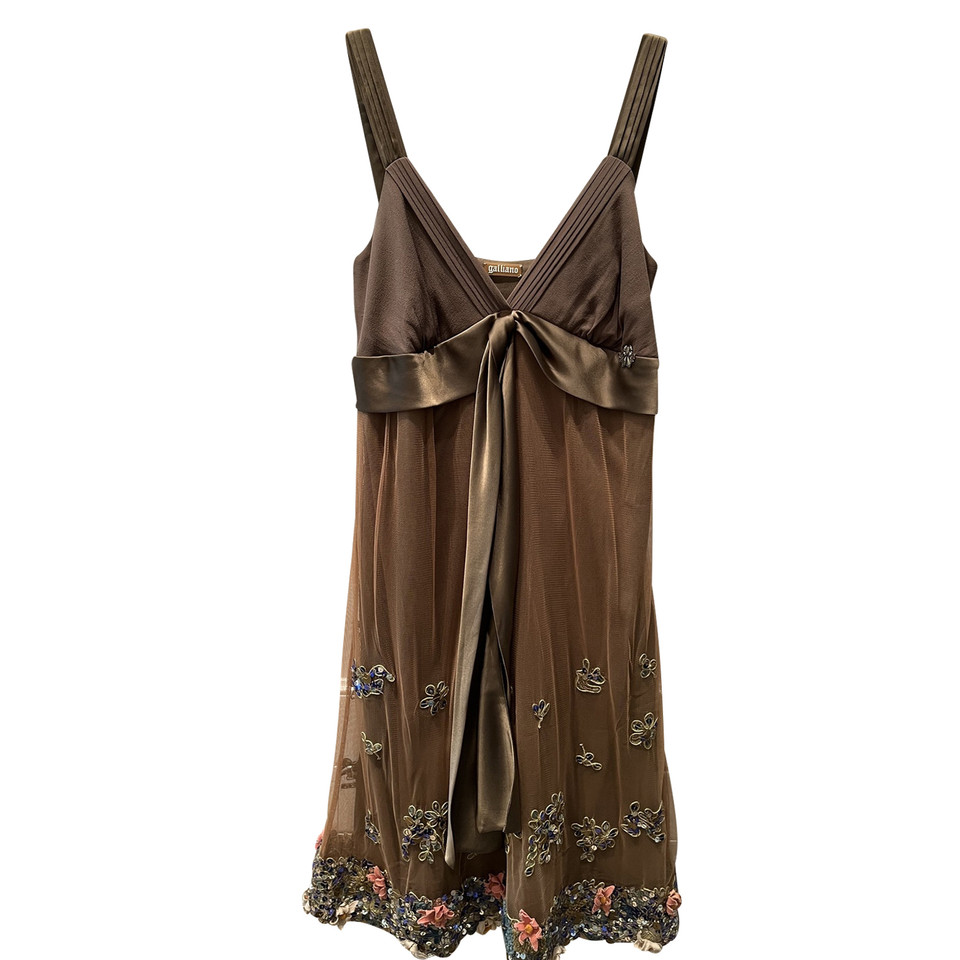 John Galliano Dress Silk in Beige