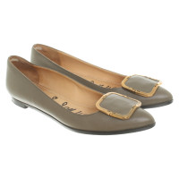 Lanvin Leather ballet flats in khaki