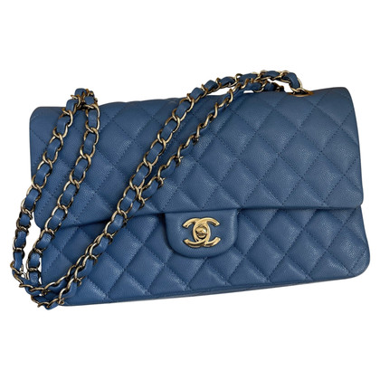Chanel Timeless Classic Leer in Blauw
