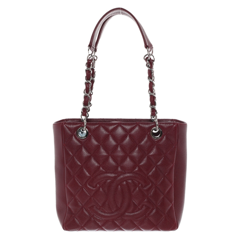 Chanel Shopping Tote Leer in Bordeaux