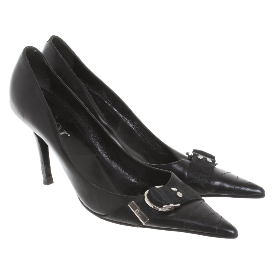 Christian Dior Pumps/Peeptoes aus Leder in Schwarz