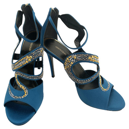 Roberto Cavalli Sandals Silk in Turquoise