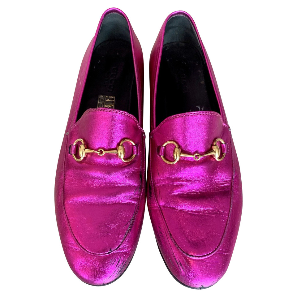 Gucci Slipper/Ballerinas aus Leder in Rosa / Pink