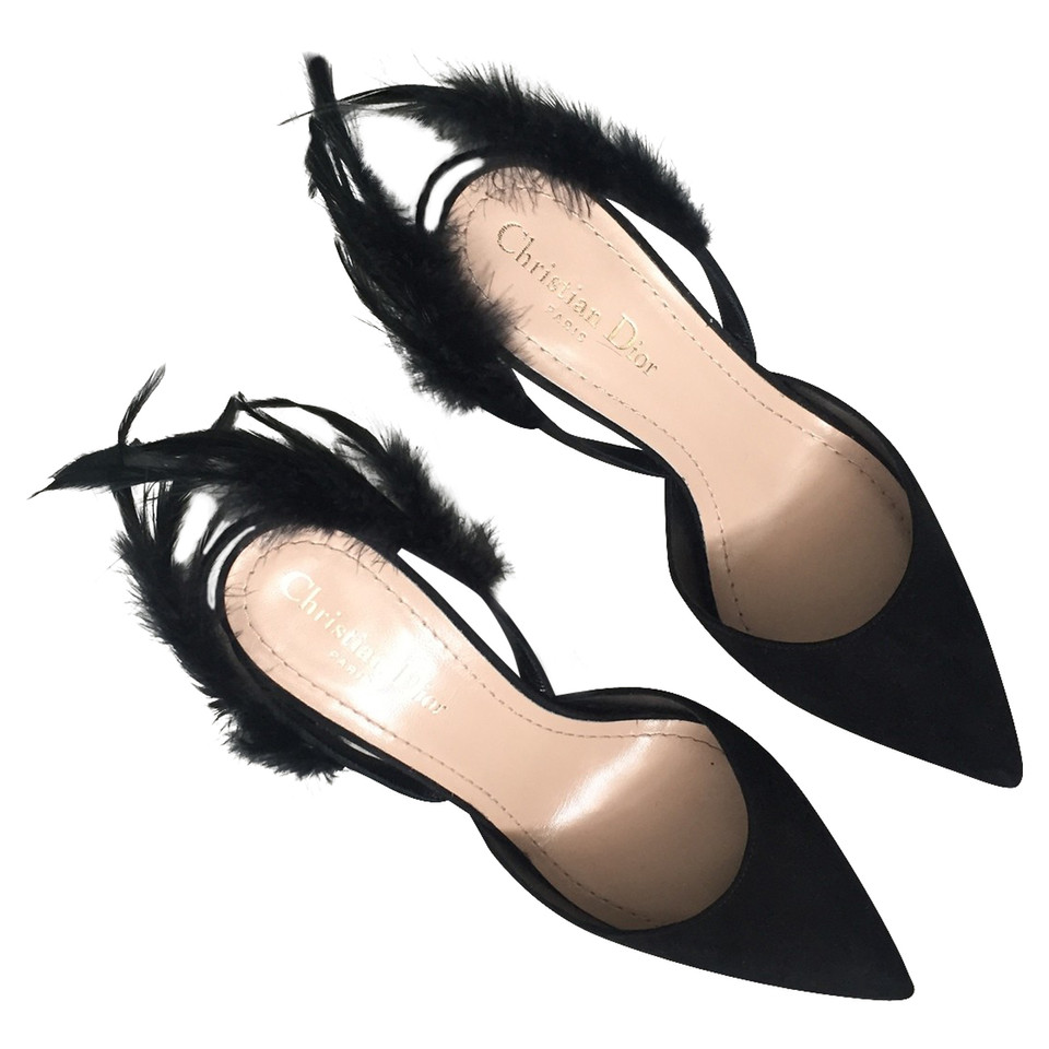 Christian Dior Pumps/Peeptoes aus Wildleder in Schwarz