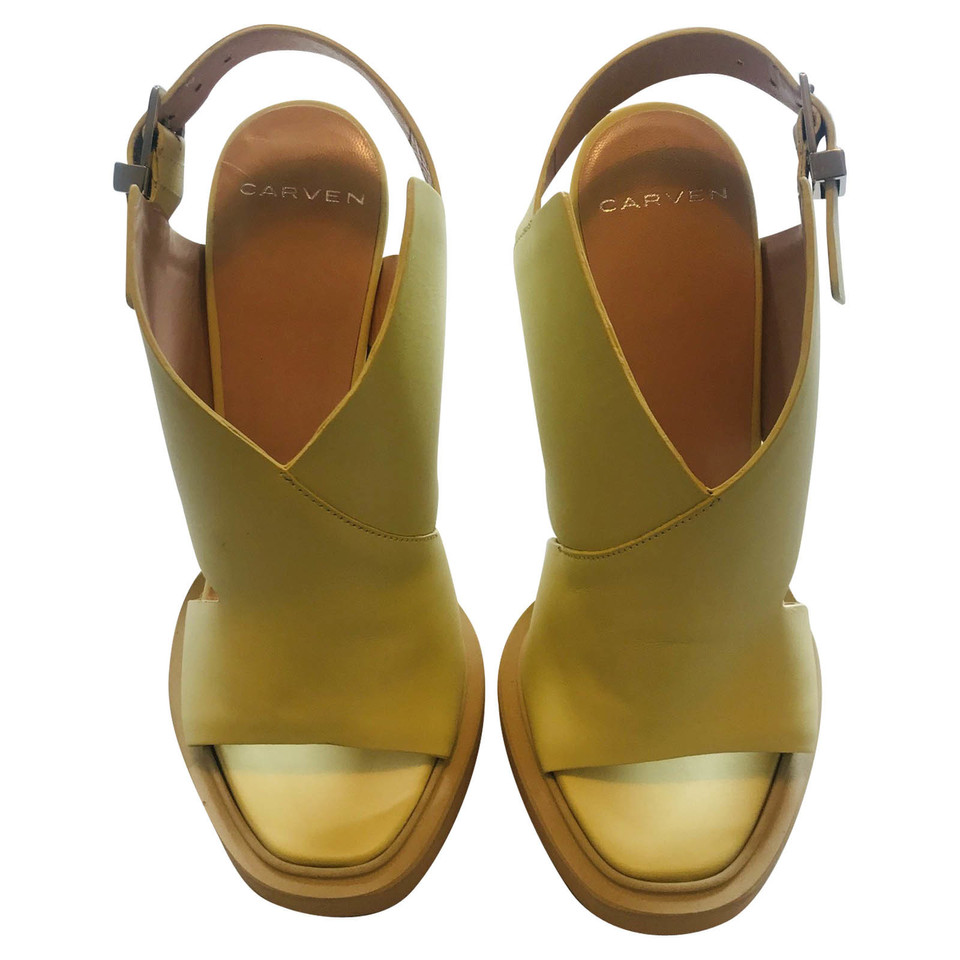 Carven Sandals Leather in Yellow