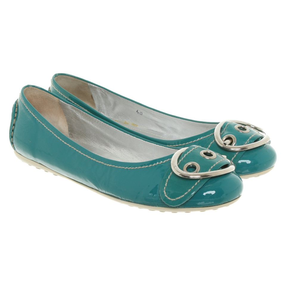 Car Shoe Mocassini/Ballerine in Pelle verniciata in Turchese