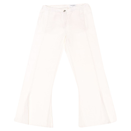 Chanel Paio di Pantaloni in Viscosa in Bianco