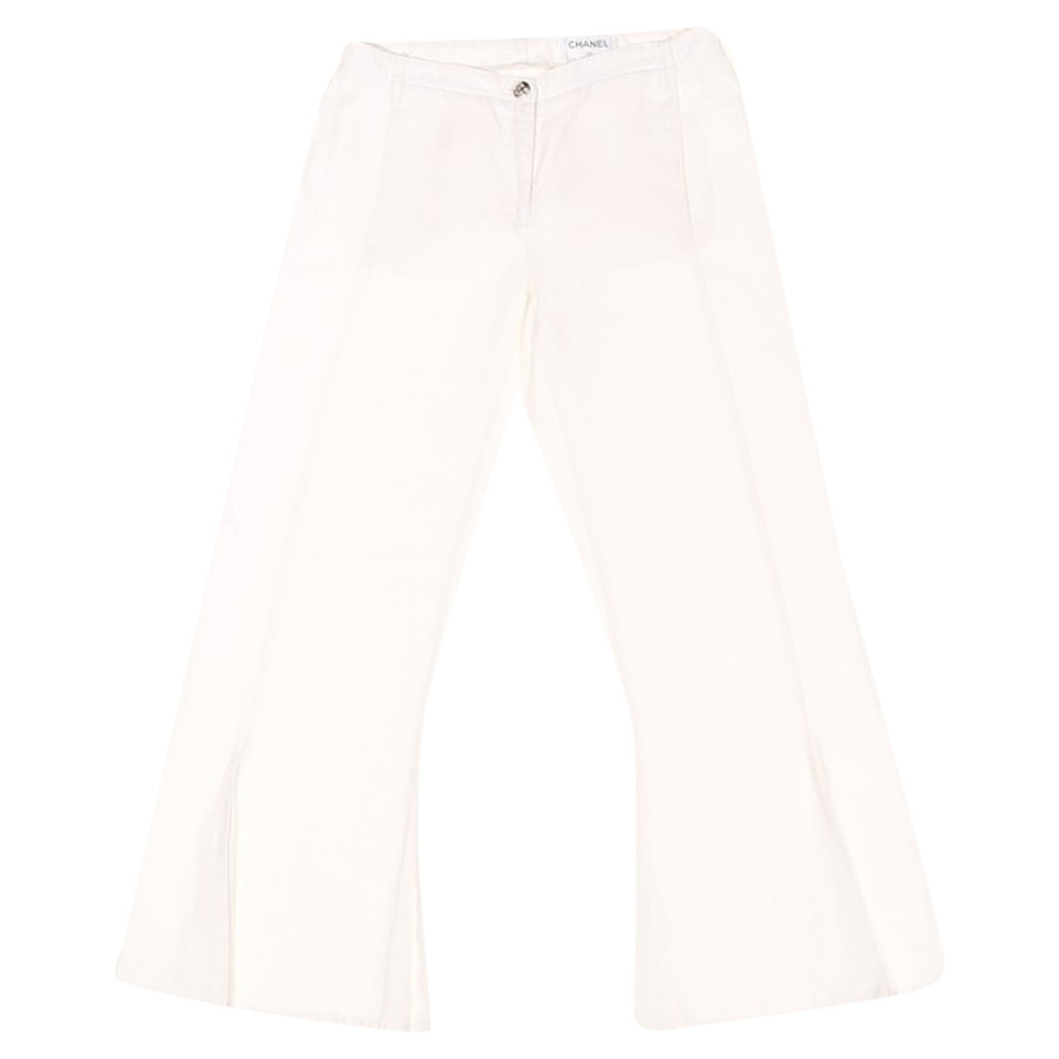 Chanel Paire de Pantalon en Viscose en Blanc