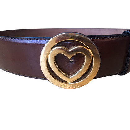 Moschino Leather Belt with Heart Buckle