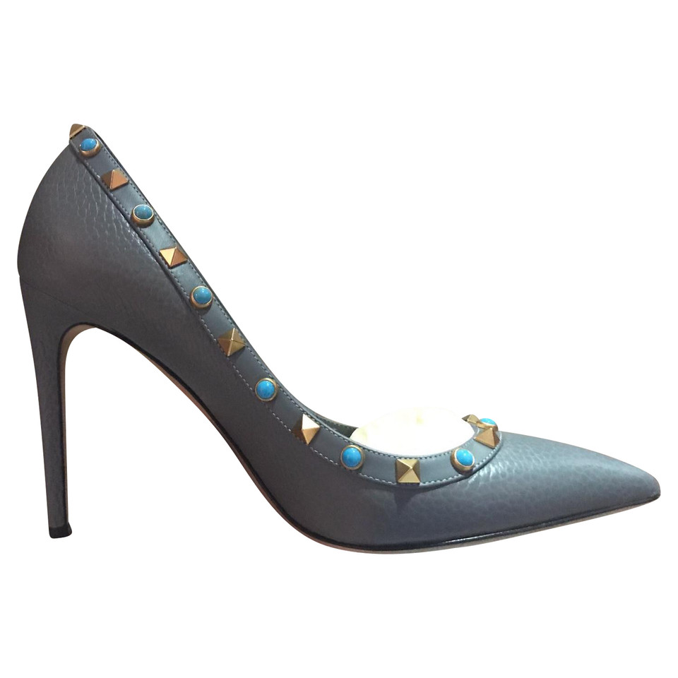 Valentino Garavani Pumps/Peeptoes en Cuir en Gris