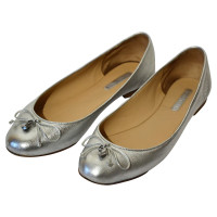 Longchamp Slipper/Ballerinas aus Leder in Silbern