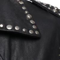 Maison Scotch Leather jacket with studded trim