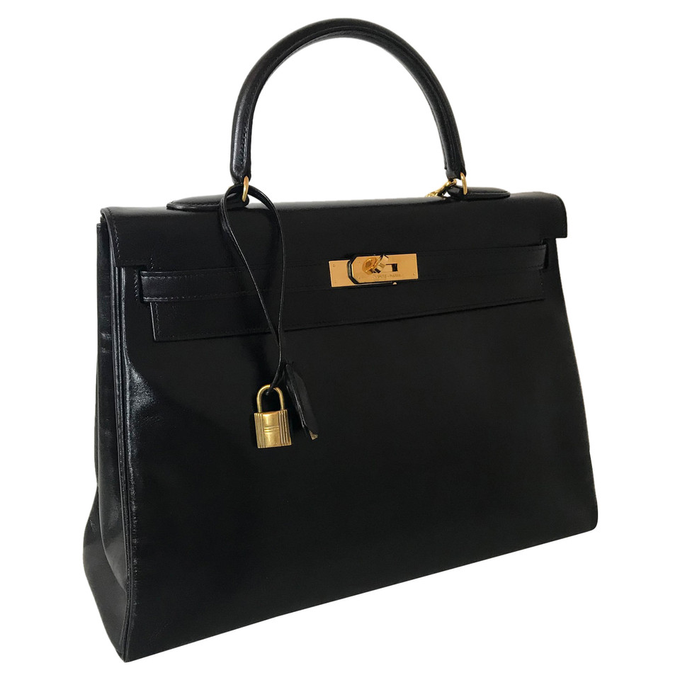 Hermès Kelly Bag 35 in Pelle in Nero