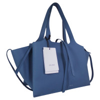 Céline Tri Fold Shoulder Bag in Pelle in Blu