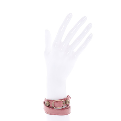 Balenciaga Armreif/Armband aus Leder in Rosa / Pink