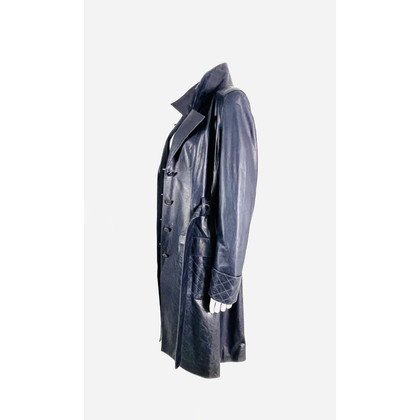 Chanel Jacke/Mantel aus Leder in Blau
